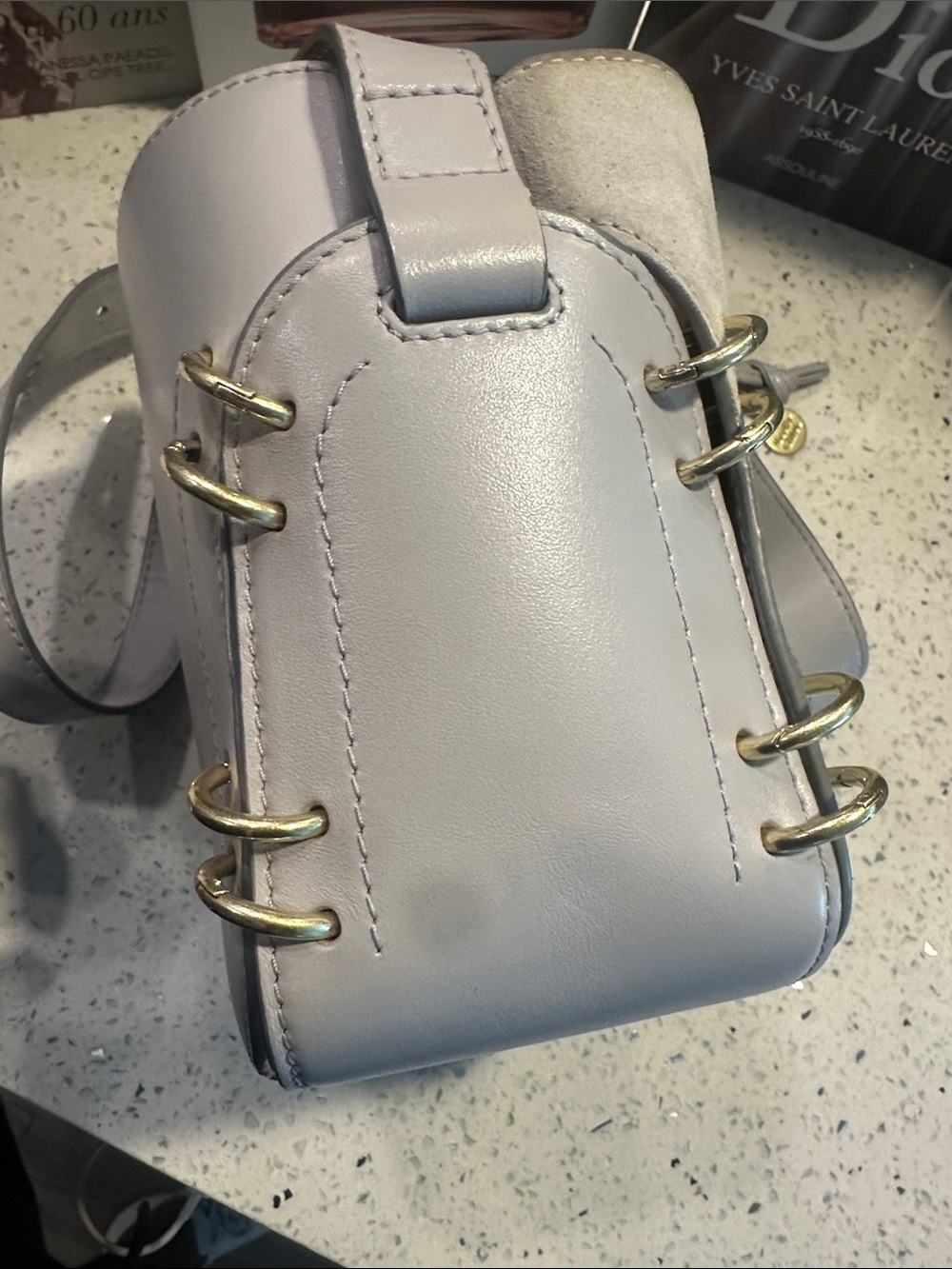 See By Chloe Gray Leather Drawstring Crossbody with Gold Accents - Picture 17 of 17